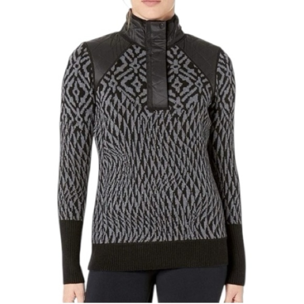 Smartwool Women’s Ski Ninja Quarter Zip Pullover Sweater Black/Grey Size Medium